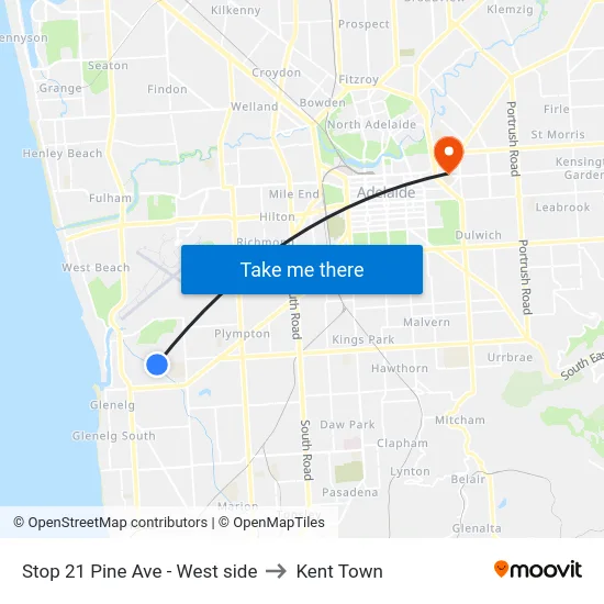 Stop 21 Pine Ave - West side to Kent Town map