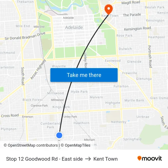 Stop 12 Goodwood Rd - East side to Kent Town map