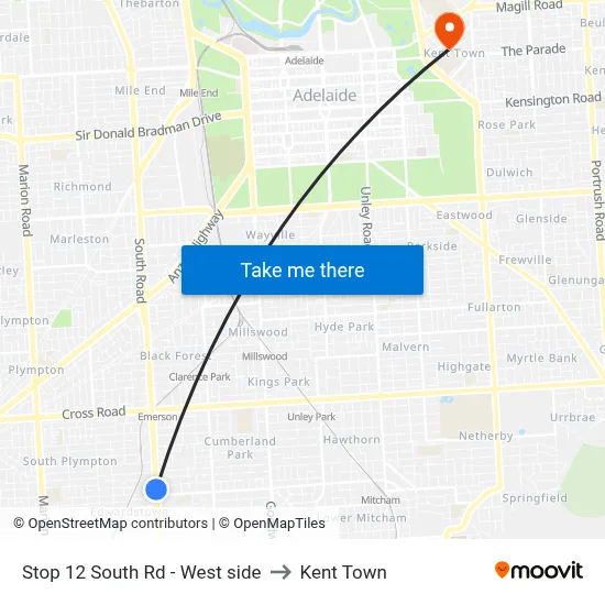 Stop 12 South Rd - West side to Kent Town map