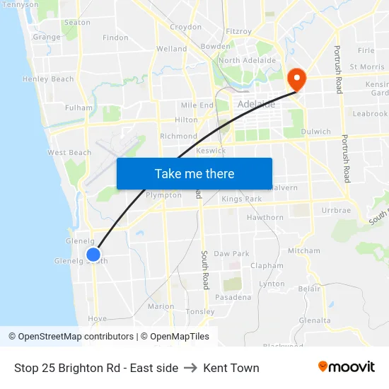 Stop 25 Brighton Rd - East side to Kent Town map