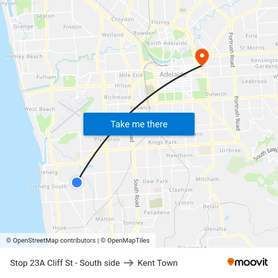 Stop 23A Cliff St - South side to Kent Town map