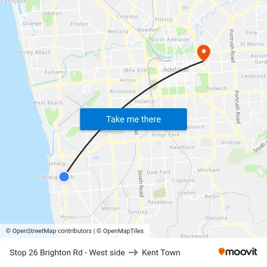 Stop 26 Brighton Rd - West side to Kent Town map