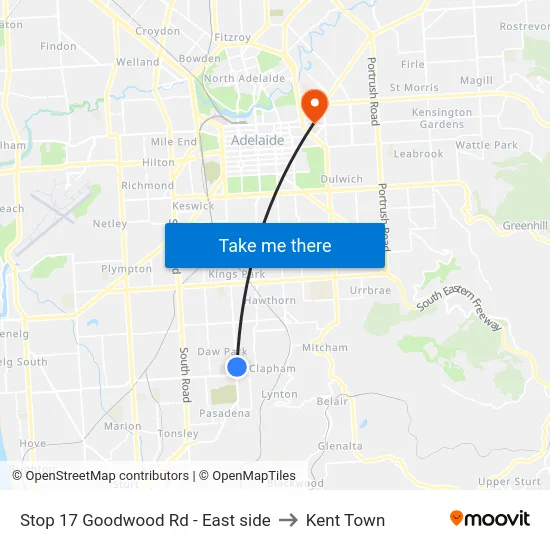 Stop 17 Goodwood Rd - East side to Kent Town map