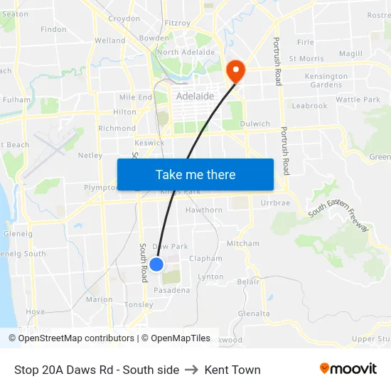 Stop 20A Daws Rd - South side to Kent Town map