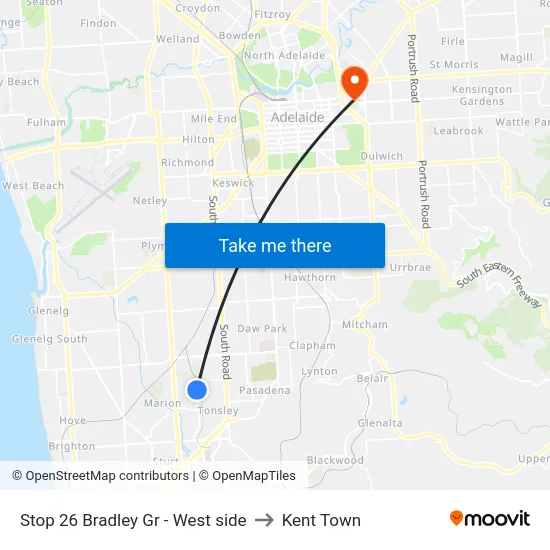 Stop 26 Bradley Gr - West side to Kent Town map