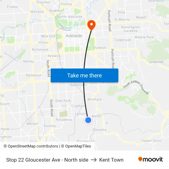 Stop 22 Gloucester Ave - North side to Kent Town map