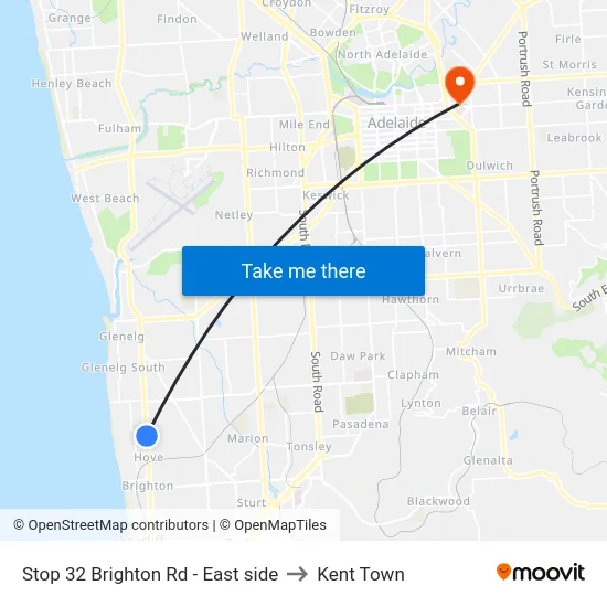 Stop 32 Brighton Rd - East side to Kent Town map