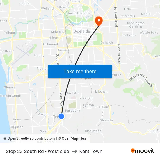 Stop 23 South Rd - West side to Kent Town map