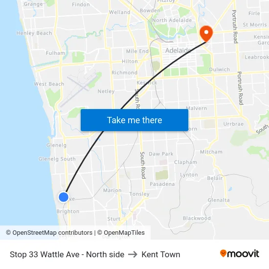 Stop 33 Wattle Ave - North side to Kent Town map