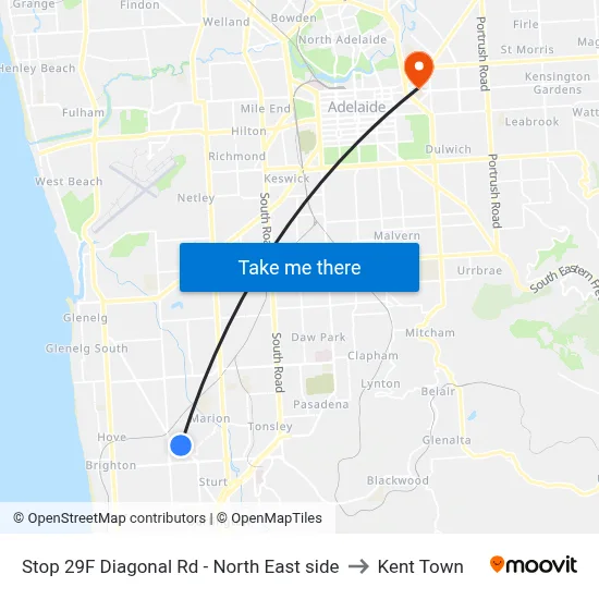 Stop 29F Diagonal Rd - North East side to Kent Town map