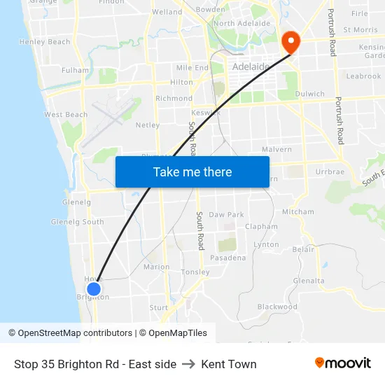Stop 35 Brighton Rd - East side to Kent Town map