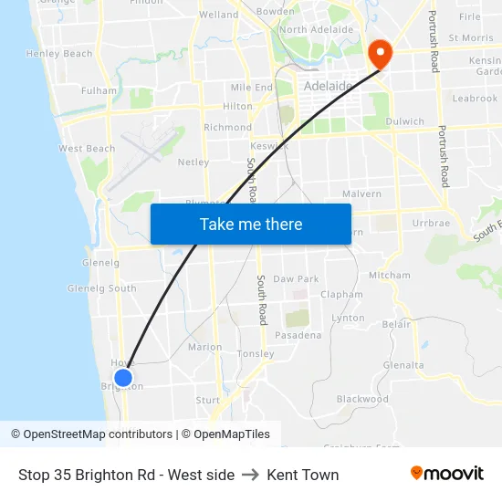 Stop 35 Brighton Rd - West side to Kent Town map
