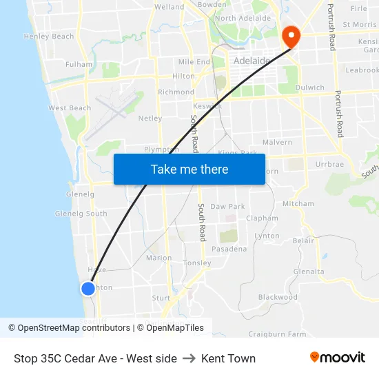 Stop 35C Cedar Ave - West side to Kent Town map