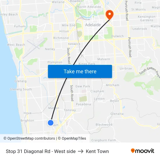 Stop 31 Diagonal Rd - West side to Kent Town map
