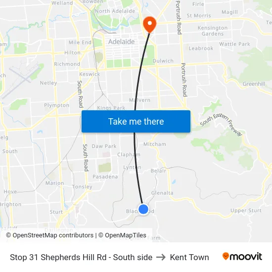 Stop 31 Shepherds Hill Rd - South side to Kent Town map