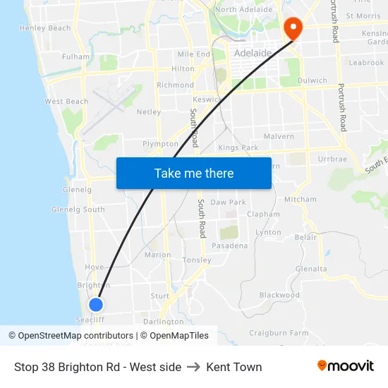 Stop 38 Brighton Rd - West side to Kent Town map