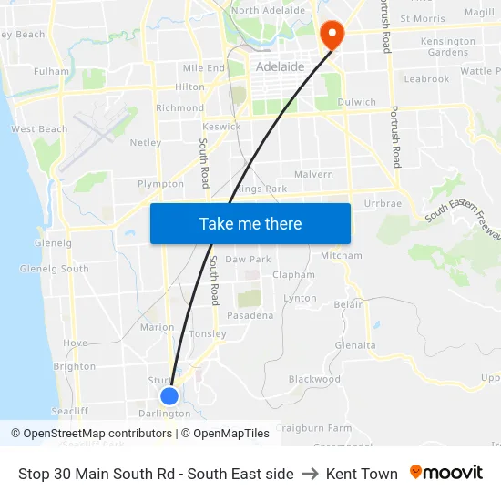 Stop 30 Main South Rd - South East side to Kent Town map