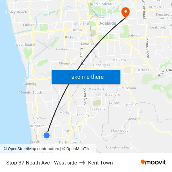 Stop 37 Neath Ave - West side to Kent Town map