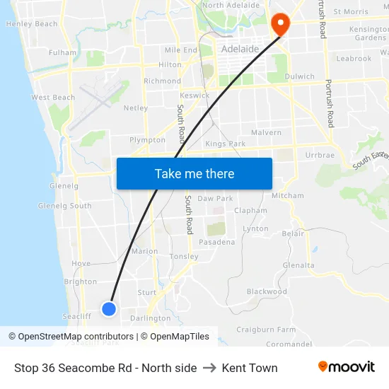 Stop 36 Seacombe Rd - North side to Kent Town map