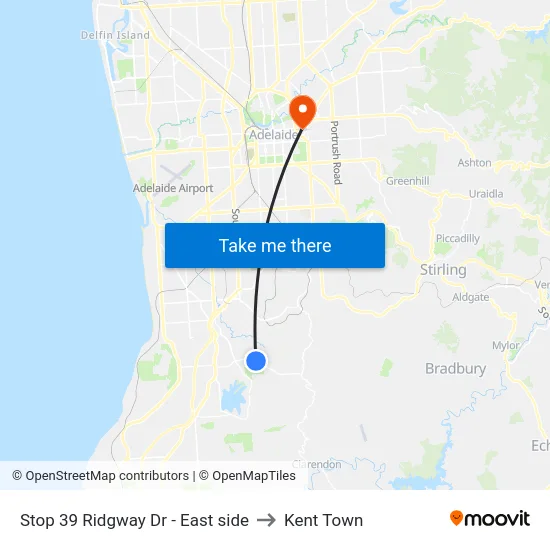 Stop 39 Ridgway Dr - East side to Kent Town map