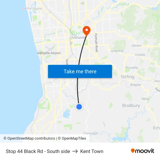 Stop 44 Black Rd - South side to Kent Town map