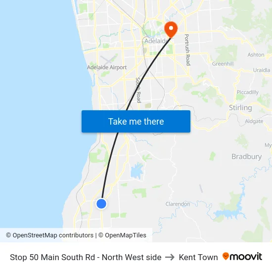 Stop 50 Main South Rd - North West side to Kent Town map
