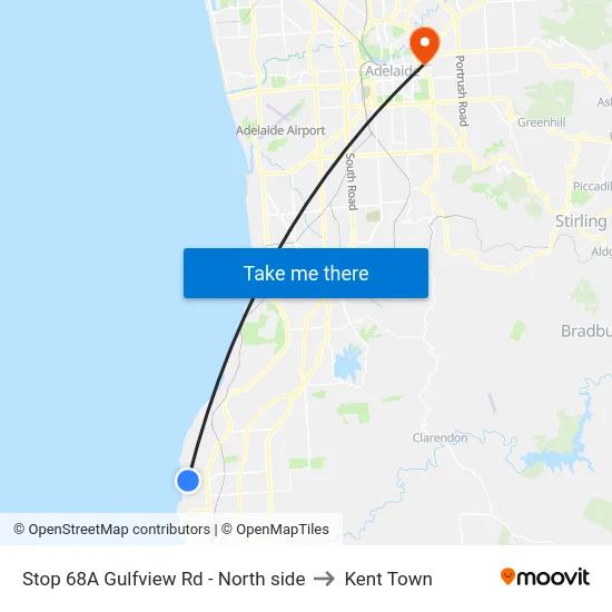 Stop 68A Gulfview Rd - North side to Kent Town map