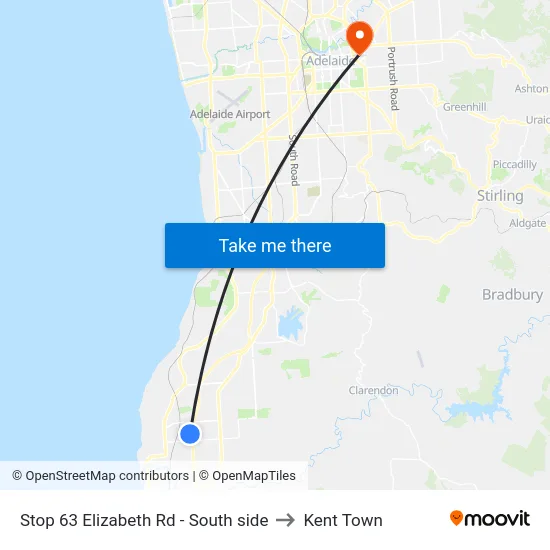 Stop 63 Elizabeth Rd - South side to Kent Town map