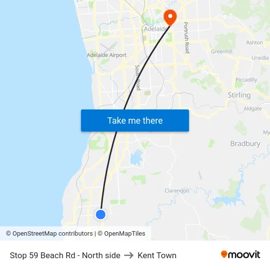 Stop 59 Beach Rd - North side to Kent Town map