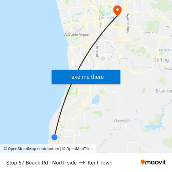 Stop 67 Beach Rd - North side to Kent Town map