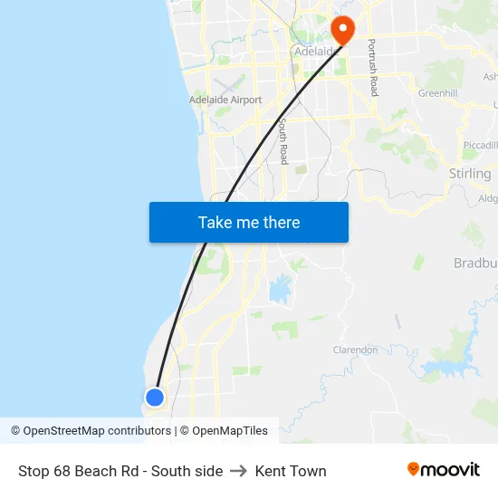 Stop 68 Beach Rd - South side to Kent Town map