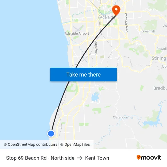 Stop 69 Beach Rd - North side to Kent Town map