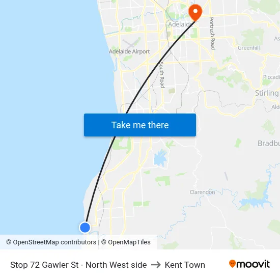 Stop 72 Gawler St - North West side to Kent Town map