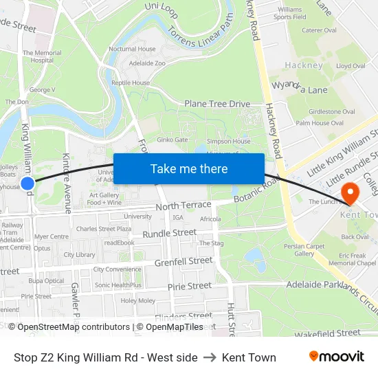Stop Z2 King William Rd - West side to Kent Town map