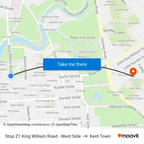 Stop Z1 King William Road - West Side to Kent Town map