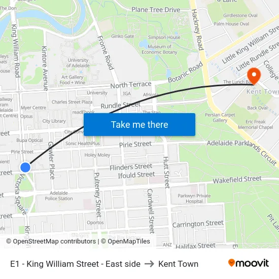 E1 - King William Street - East side to Kent Town map