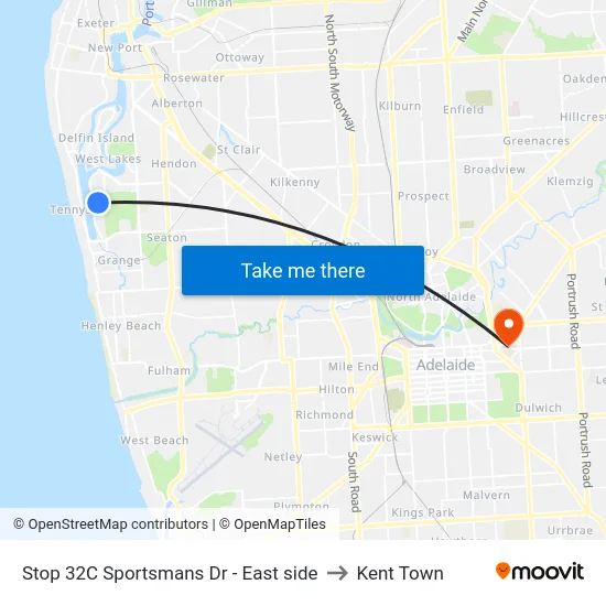 Stop 32C Sportsmans Dr - East side to Kent Town map