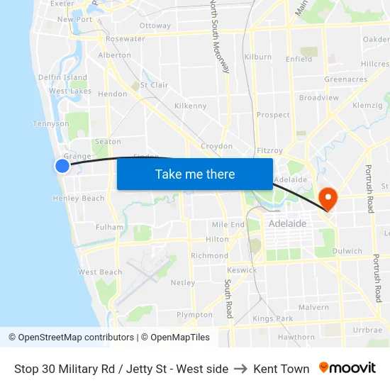 Stop 30 Military Rd / Jetty St - West side to Kent Town map