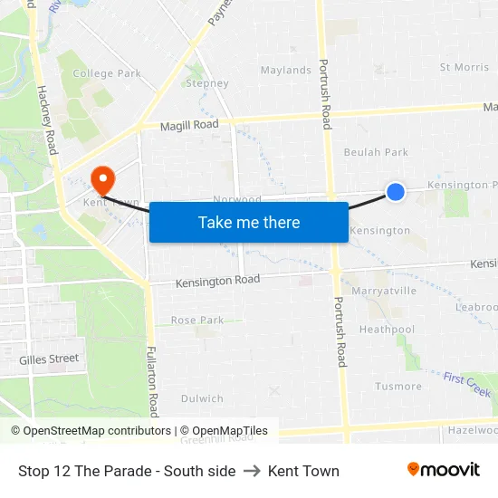 Stop 12 The Parade - South side to Kent Town map