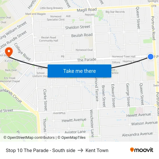 Stop 10 The Parade - South side to Kent Town map