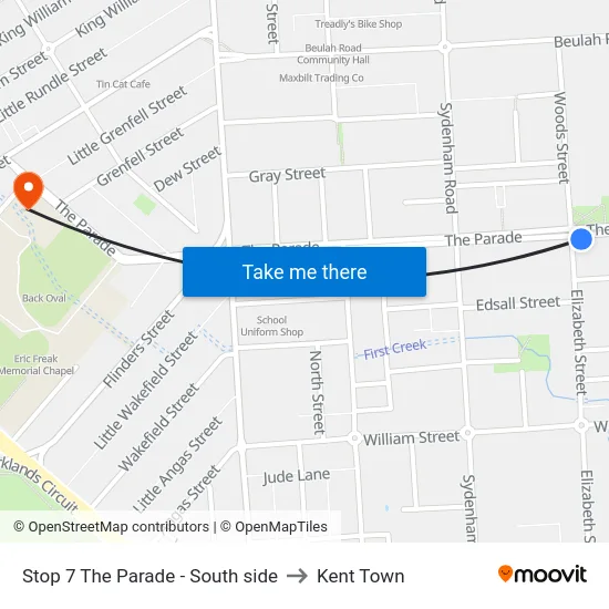 Stop 7 The Parade - South side to Kent Town map