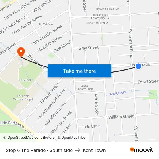 Stop 6 The Parade - South side to Kent Town map