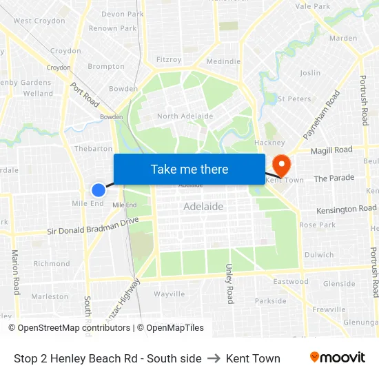 Stop 2 Henley Beach Rd - South side to Kent Town map