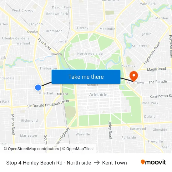 Stop 4 Henley Beach Rd - North side to Kent Town map