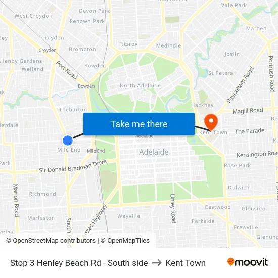 Stop 3 Henley Beach Rd - South side to Kent Town map