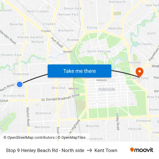 Stop 9 Henley Beach Rd - North side to Kent Town map