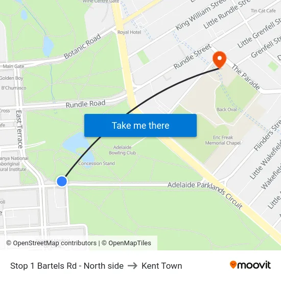 Stop 1 Bartels Rd - North side to Kent Town map