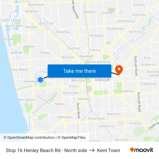 Stop 16 Henley Beach Rd - North side to Kent Town map