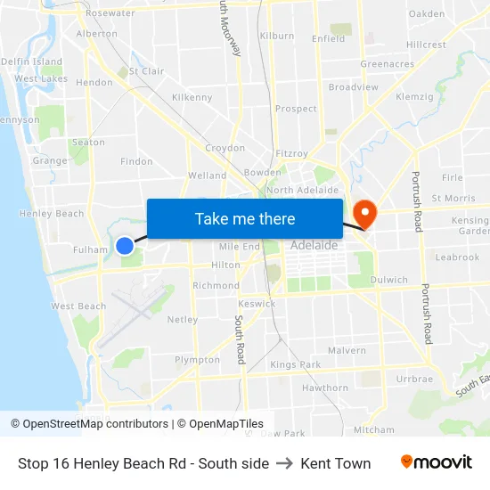 Stop 16 Henley Beach Rd - South side to Kent Town map