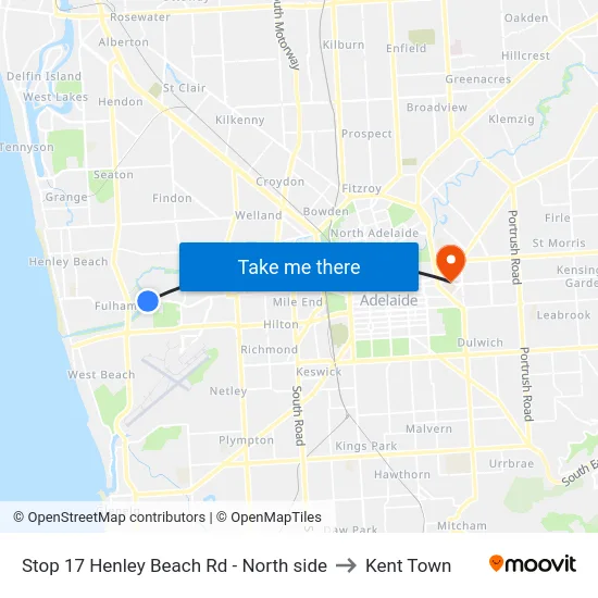 Stop 17 Henley Beach Rd - North side to Kent Town map